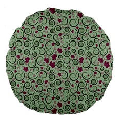 Swirls Foliage Leaves Green Large 18  Premium Flano Round Cushions by Proyonanggan