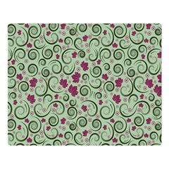 Swirls Foliage Leaves Green Premium Plush Fleece Blanket (large)