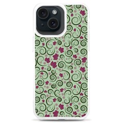 Swirls Foliage Leaves Green Iphone 15 Plus Tpu Uv Print Case by Proyonanggan