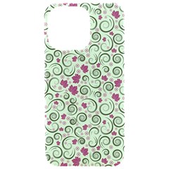 Swirls Foliage Leaves Green Iphone 15 Pro Max Black Uv Print Pc Hardshell Case