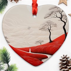 Trees Forest Path Ornament (heart)