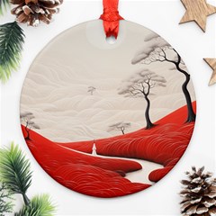 Trees Forest Path Round Ornament (two Sides)