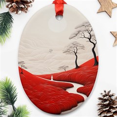 Trees Forest Path Oval Ornament (two Sides)