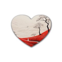 Trees Forest Path Rubber Heart Coaster (4 Pack)