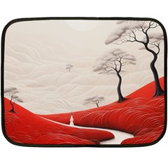 Trees Forest Path Two Sides Fleece Blanket (mini) by Proyonanggan