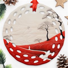 Trees Forest Path Round Filigree Ornament (two Sides)