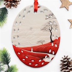 Trees Forest Path Oval Filigree Ornament (two Sides)