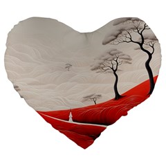 Trees Forest Path Large 19  Premium Heart Shape Cushions by Proyonanggan