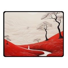 Trees Forest Path Two Sides Fleece Blanket (small) by Proyonanggan