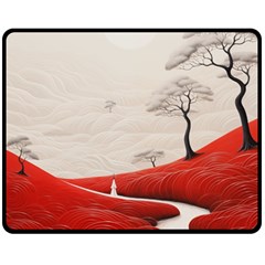 Trees Forest Path Two Sides Fleece Blanket (medium) by Proyonanggan