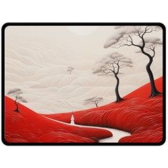 Trees Forest Path Two Sides Fleece Blanket (large) by Proyonanggan