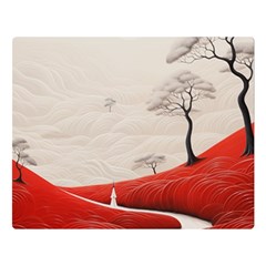 Trees Forest Path Two Sides Premium Plush Fleece Blanket (large) by Proyonanggan