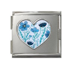 Flowers Petals Bloom Mega Link Heart Italian Charm (18mm)