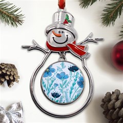 Flowers Petals Bloom Metal Snowman Ornament