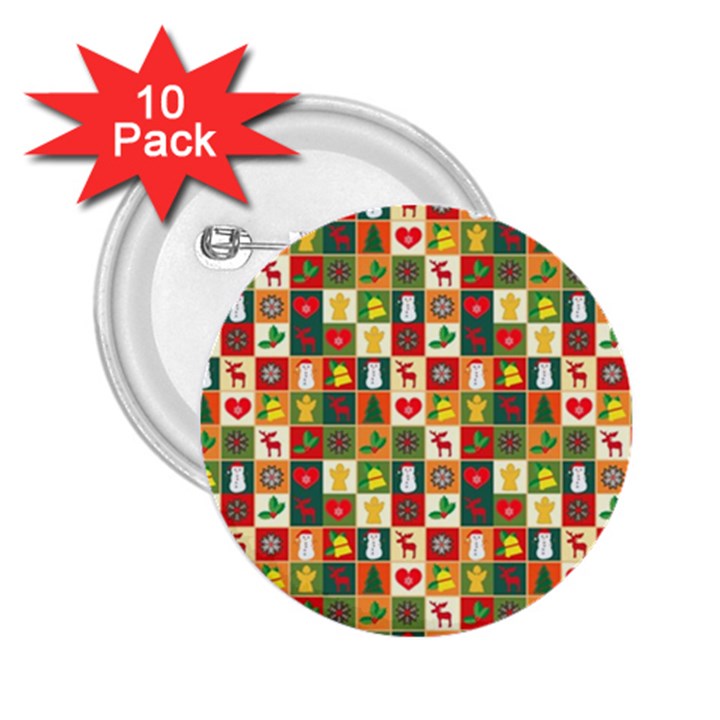 Template Christmas Pattern 2.25  Buttons (10 pack) 