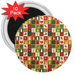 Template Christmas Pattern 3  Magnets (10 Pack) 