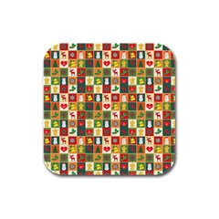 Template Christmas Pattern Rubber Square Coaster (4 Pack)