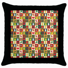 Template Christmas Pattern Throw Pillow Case (black)