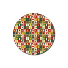 Template Christmas Pattern Rubber Coaster (round)