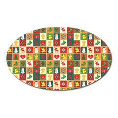 Template Christmas Pattern Oval Magnet