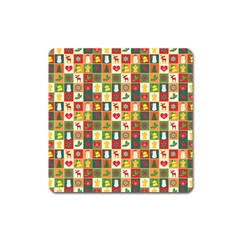 Template Christmas Pattern Square Magnet