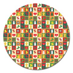 Template Christmas Pattern Magnet 5  (round)