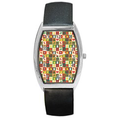 Template Christmas Pattern Barrel Style Metal Watch