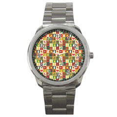 Template Christmas Pattern Sport Metal Watch