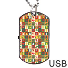 Template Christmas Pattern Dog Tag Usb Flash (two Sides)