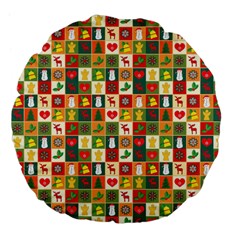 Template Christmas Pattern Large 18  Premium Flano Round Cushions