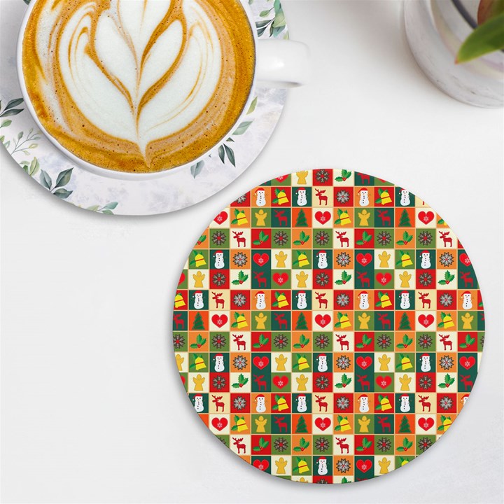 Template Christmas Pattern UV Print Round Tile Coaster