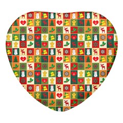 Template Christmas Pattern Heart Glass Fridge Magnet (4 Pack)