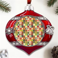 Template Christmas Pattern Metal Snowflake And Bell Red Ornament