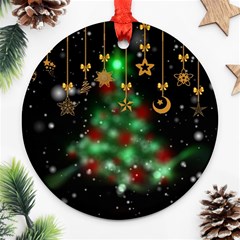 Christmas Star Jewellery Round Ornament (two Sides)