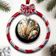 Undersea Dreams Saltwater Ocean Metal Red Ribbon Round Ornament by Apenda