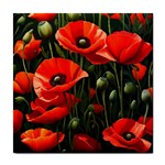 Flowers Poppies Bloom Blossom Art Tile Coaster Front