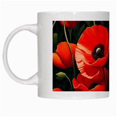 Flowers Poppies Bloom Blossom Art White Mug