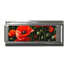 Flowers Poppies Bloom Blossom Art Superlink Italian Charm (9mm) by Apenda