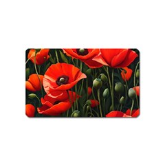 Flowers Poppies Bloom Blossom Art Magnet (name Card) by Apenda