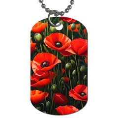 Flowers Poppies Bloom Blossom Art Dog Tag (one Side) by Apenda