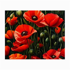 Flowers Poppies Bloom Blossom Art Small Glasses Cloth by Apenda