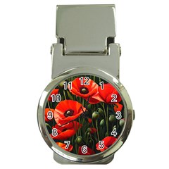 Flowers Poppies Bloom Blossom Art Money Clip Watches by Apenda