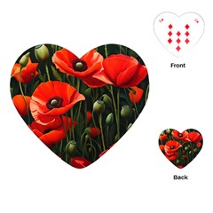 Flowers Poppies Bloom Blossom Art Playing Cards Single Design (heart) by Apenda