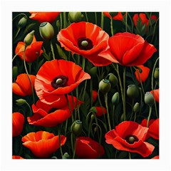 Flowers Poppies Bloom Blossom Art Medium Glasses Cloth (2 Sides) by Apenda