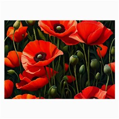 Flowers Poppies Bloom Blossom Art Large Glasses Cloth by Apenda