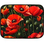 Flowers Poppies Bloom Blossom Art Fleece Blanket (Mini) 35 x27  Blanket