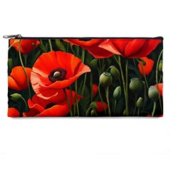 Flowers Poppies Bloom Blossom Art Pencil Case by Apenda