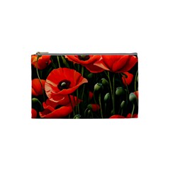 Flowers Poppies Bloom Blossom Art Cosmetic Bag (small) by Apenda