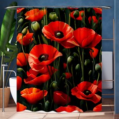 Flowers Poppies Bloom Blossom Art Shower Curtain 60  X 72  (medium)  by Apenda