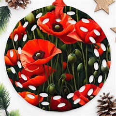 Flowers Poppies Bloom Blossom Art Ornament (round Filigree)